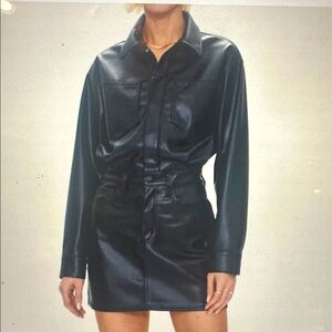 NEW with tags PISTOLA nina slate leather dress in black size medium (faux)